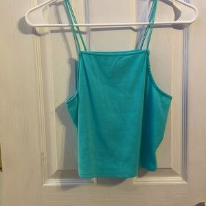 Aqua blue spaghetti strap crop top